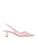 Jimmy Choo Amita 45 Lace-Leather Slingback Pumps