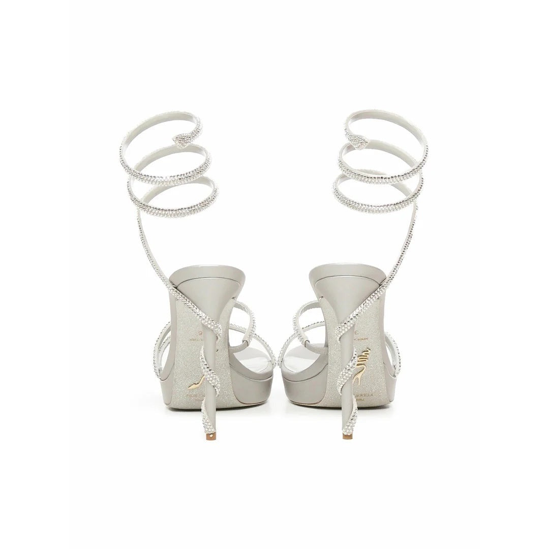 René Caovilla Margot Platform Sandal With Butterflies 120 - Silver (no butterflies)