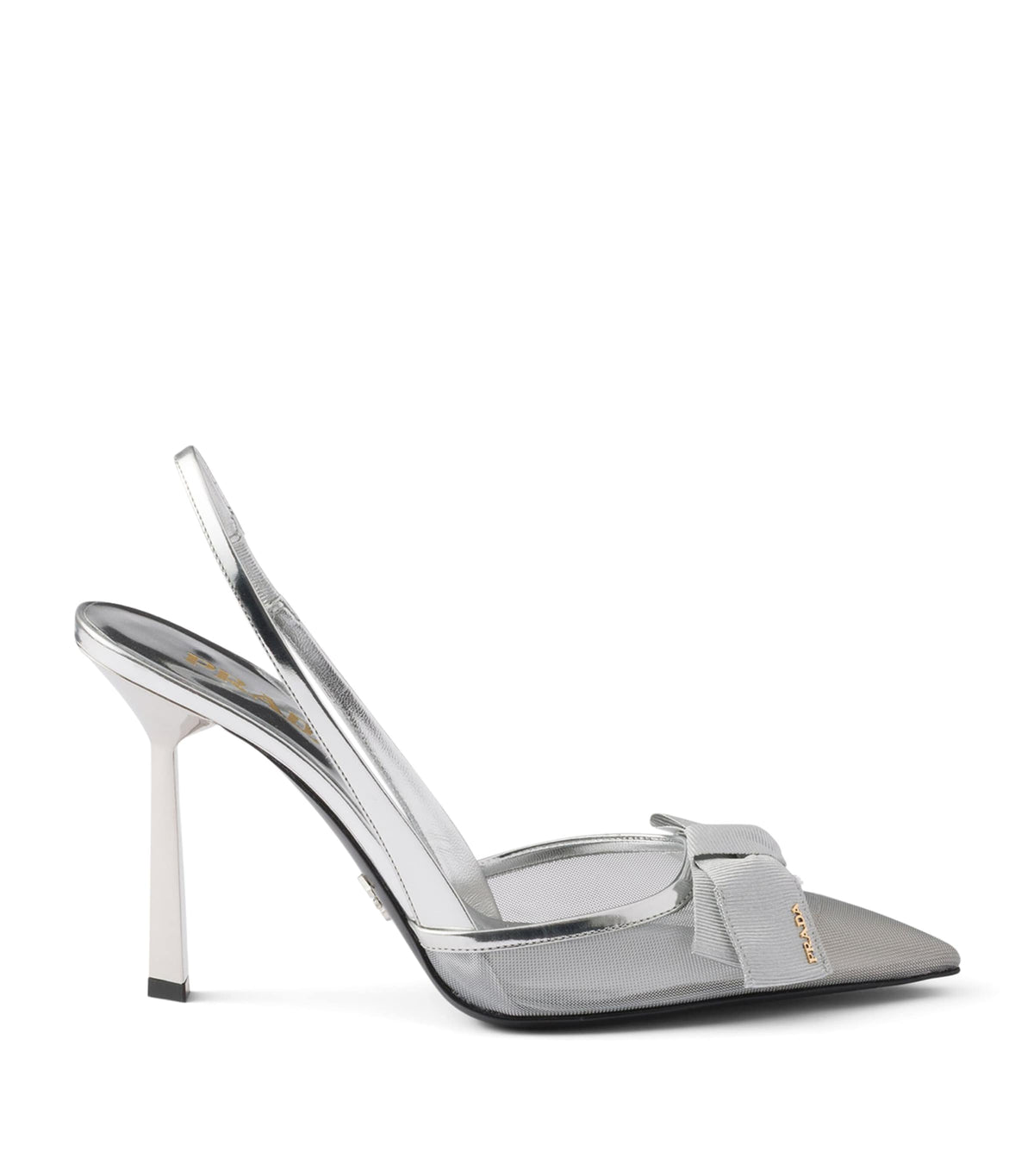 Prada Leather-Mesh Bow Slingback Pumps 100