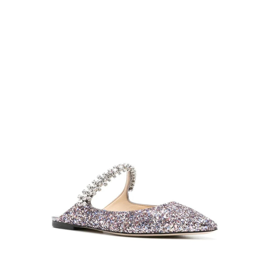 Jimmy Choo Bing 65 Suede Crystal Mules - Pink/Purple Glitter