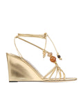 Jimmy Choo Lova 85 Metallic Leather Wedge Sandals
