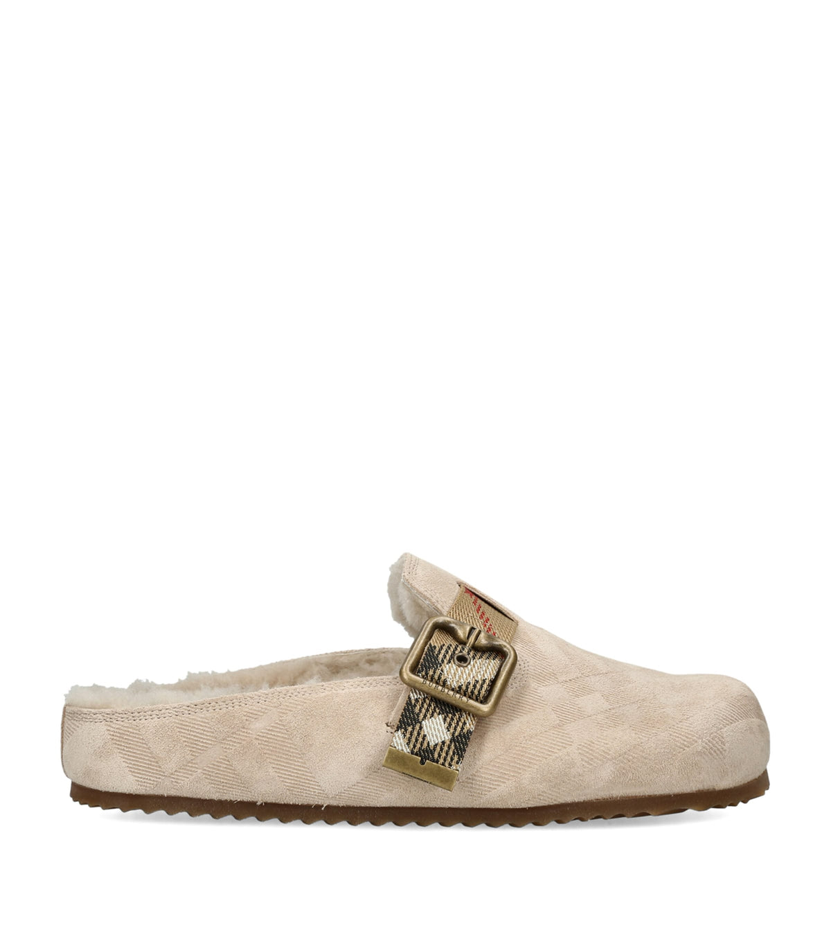 Burberry Suede Check-Trim Urchin Clogs