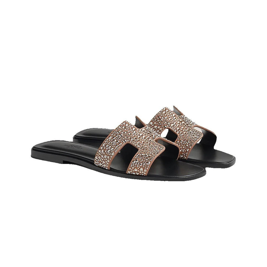 Hermès Oran Sandal - Rose Gold/Crystal