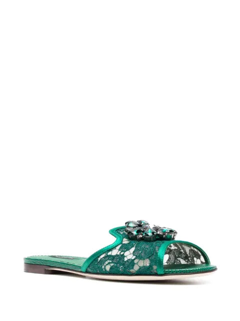 Dolce & Gabbana Bianca rainbow lace brooch-detail sandals