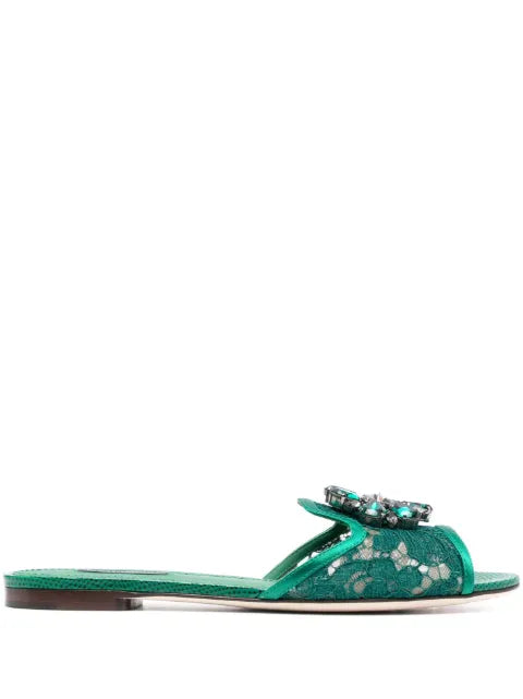 Dolce & Gabbana Bianca rainbow lace brooch-detail sandals