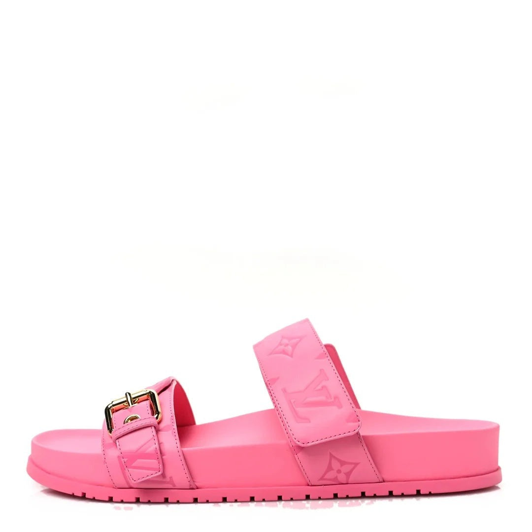 Louis Vuitton Monogram Denim Bom Dia Flat Mule Sandal - Pink