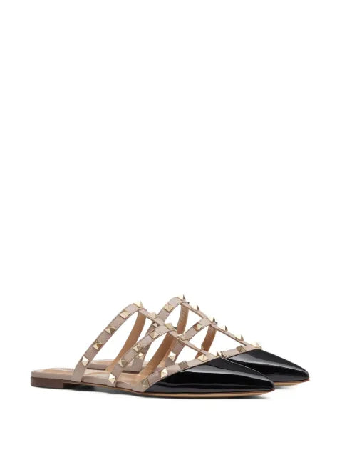 Valentino Garavani Rockstud patent-leather flat mules