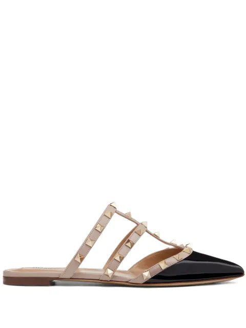 Valentino Garavani Rockstud patent-leather flat mules