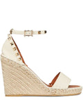 Valentino Garavani Double Rockstud grainy calfskin wedge sandal 105 mm