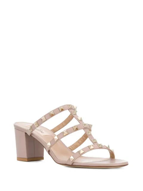 Valentino Garavani Rockstud calfskin leather slide sandal 60 mm