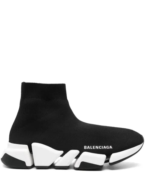 Balenciaga Speed 2.0 recycled knit trainers with bicolor sole in black/white