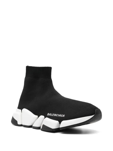 Balenciaga Speed 2.0 recycled knit trainers with bicolor sole in black/white
