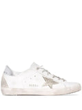 Golden Goose Super-Star trainers with silver heel tab and metal stud lettering