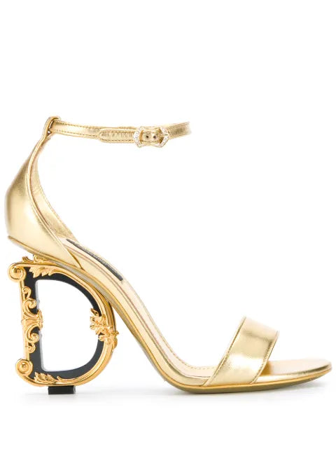 Dolce & Gabbana nappa mordore sandals with baroque DG heel