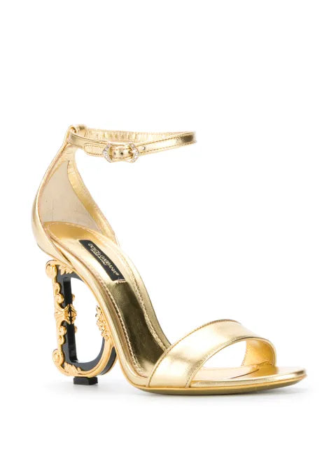 Dolce & Gabbana nappa mordore sandals with baroque DG heel