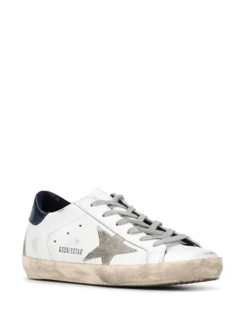 Golden Goose Super-Star trainers with suede star and blue heel tab