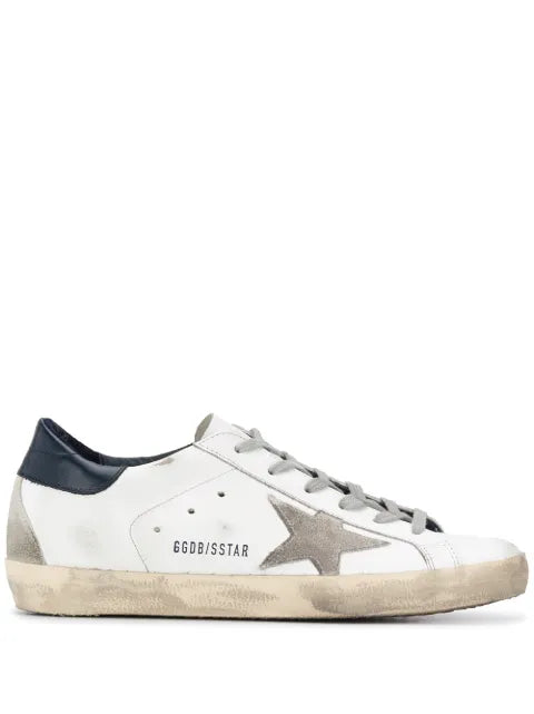 Golden Goose Super-Star trainers with suede star and blue heel tab