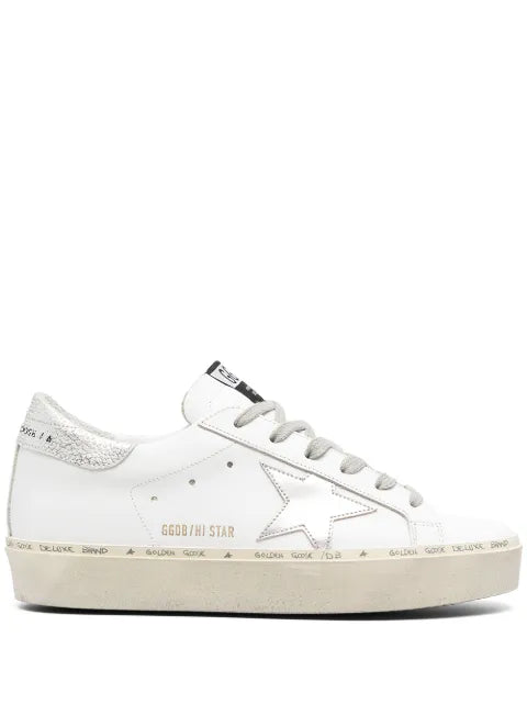 Golden Goose Hi Star trainers with star and metallic silver heel
