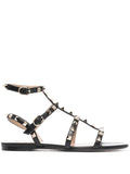 Valentino Garavani Rockstud flat calfskin sandal with straps