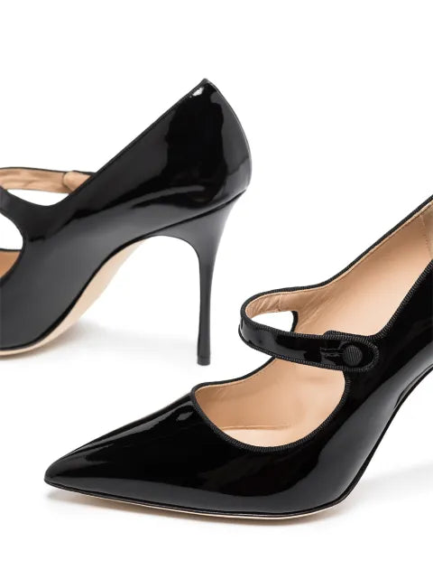Manolo Blahnik Campari New patent leather ponted toe pumps