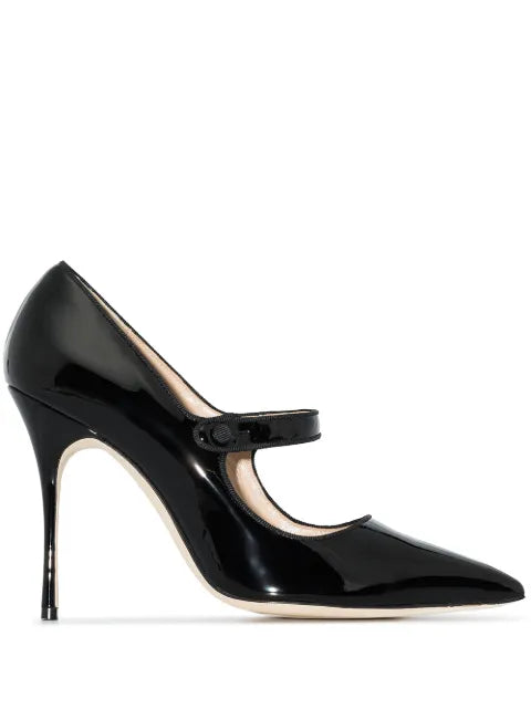 Manolo Blahnik Campari New patent leather ponted toe pumps