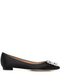 Manolo Blahnik Hangisi black buckle ballerinas