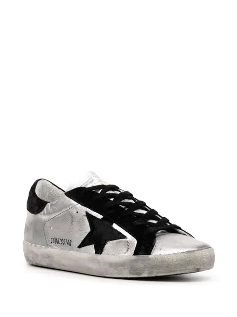 Golden Goose Super-Star trainers in silver leather with contrasting inserts