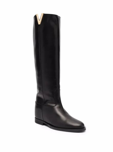 Via Roma 15 logo-plaque cut-out boots