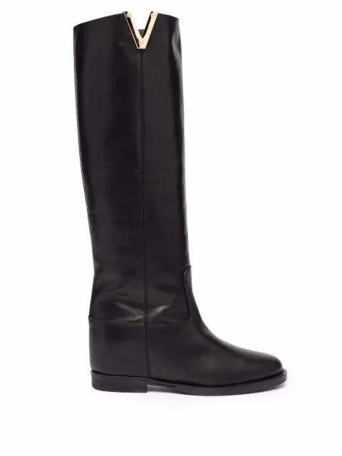 Via Roma 15 logo-plaque cut-out boots