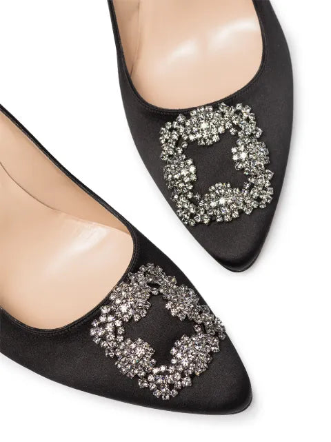 Manolo Blahnik Hangisi satin jewel buckle pumps