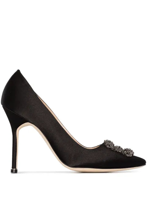 Manolo Blahnik Hangisi satin jewel buckle pumps