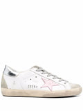 Golden Goose leather Super-Star trainers with pink star and silver heels tab
