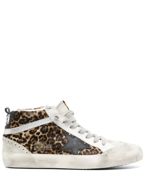 Golden Goose Mid Star leopard-print sneakers