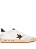 Golden Goose Ball Star trainers with leopard print pony skin star and black heels tab