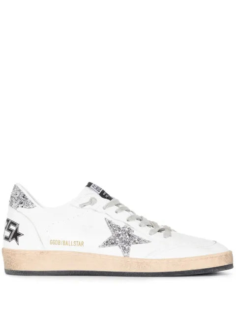 Golden Goose Ball Star in nappa with silver-glitter star and heel tab