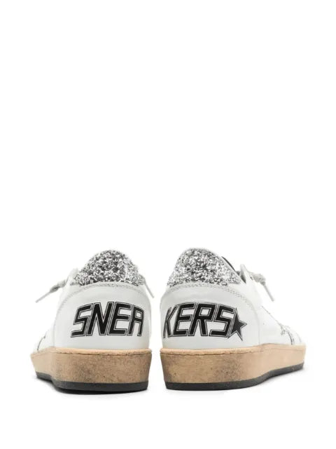 Golden Goose Ball Star in nappa with silver-glitter star and heel tab