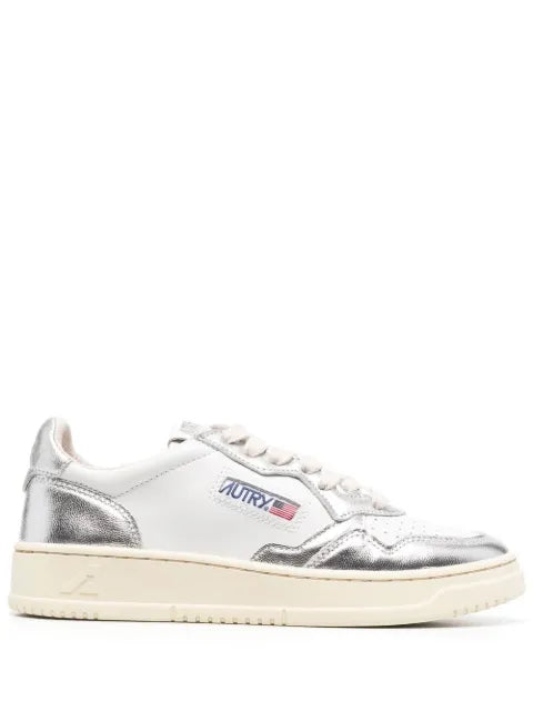 Autry Medalist metallic-leather sneakers