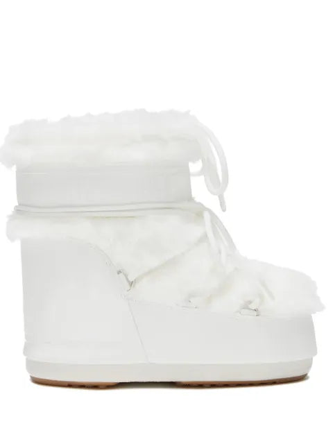 Moon Boot Icon Low white faux-fur boots