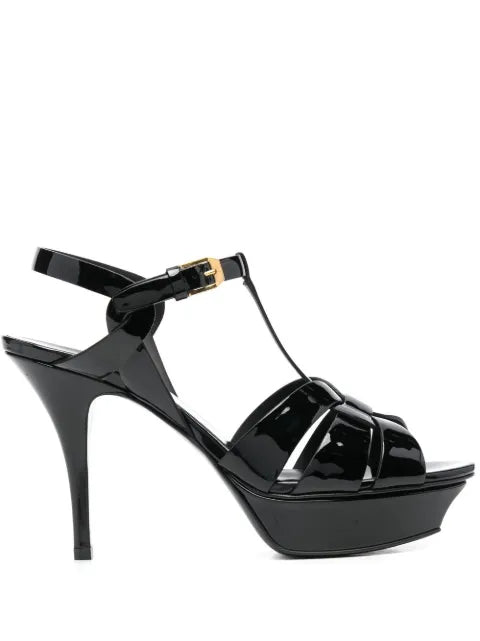 Saint Laurent Tribute platform sandals in patent leather