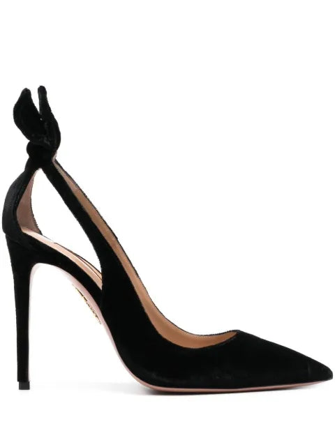 Aquazzura Bow Tie 105mm velvet pumps