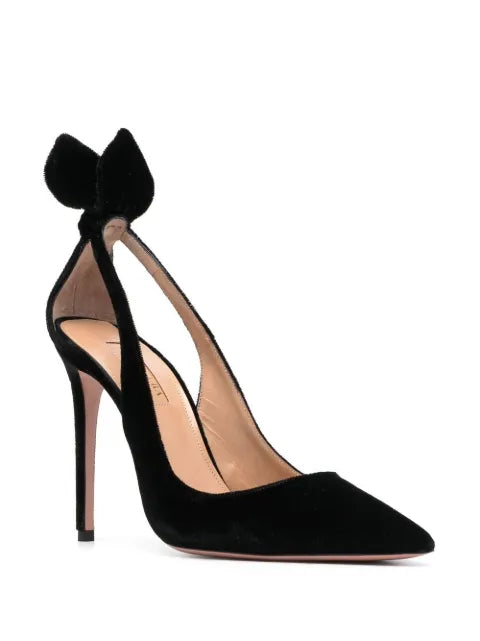 Aquazzura Bow Tie 105mm velvet pumps
