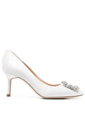 Manolo Blahnik Hangisi 70 satin jewel buckle pumps