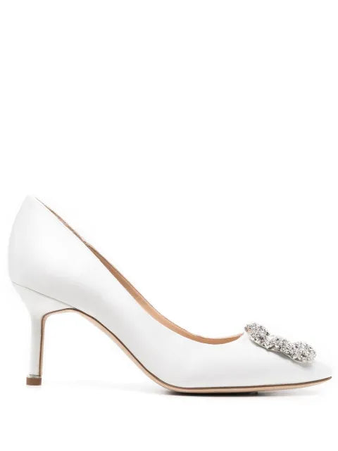 Manolo Blahnik Hangisi 70 satin jewel buckle pumps