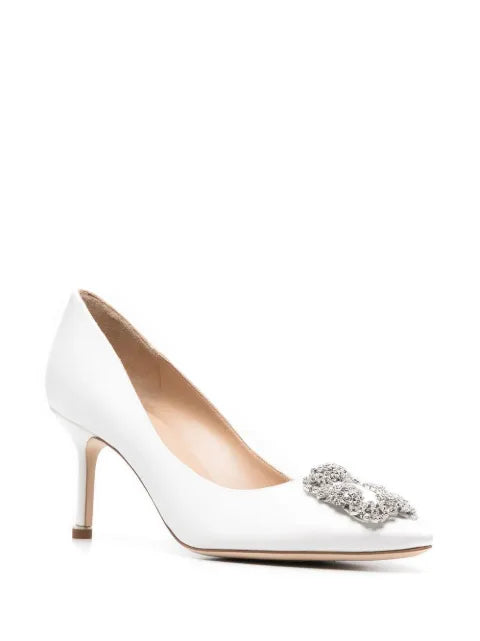 Manolo Blahnik Hangisi 70 satin jewel buckle pumps