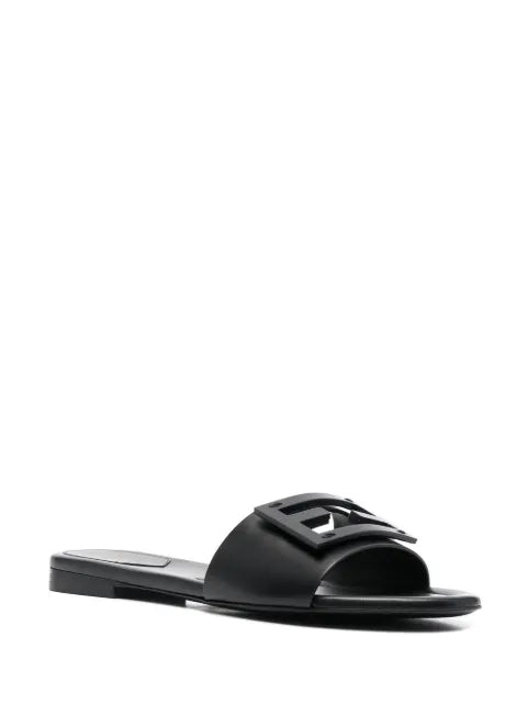 FENDI black leather slides