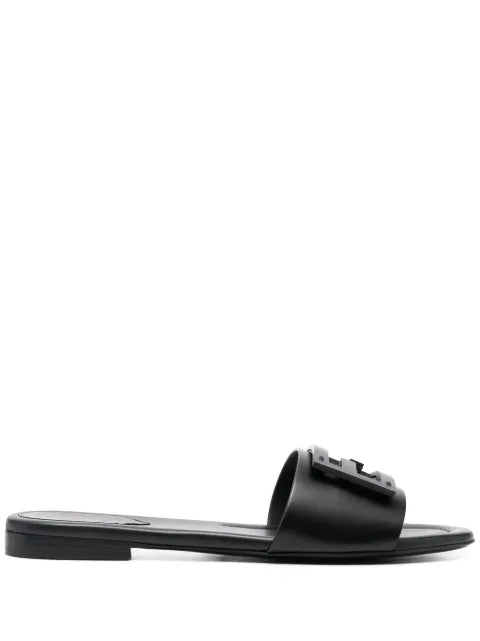 FENDI black leather slides