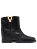 Via Roma 15 logo-plaque inner-wedge-heel ankle boots