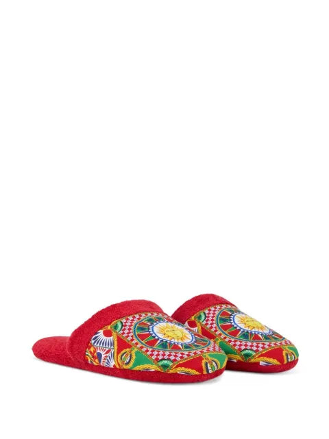 Dolce & Gabbana Carretto Siciliano-print terry slippers