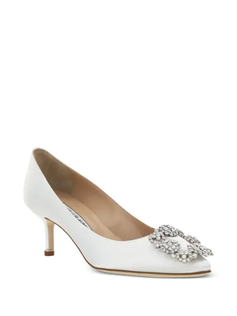 Manolo Blahnik Hangisi 50 satin jewel buckle pumps