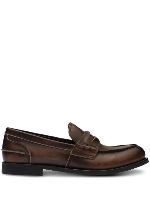 Miu Miu Vintage-effect leather penny loafers